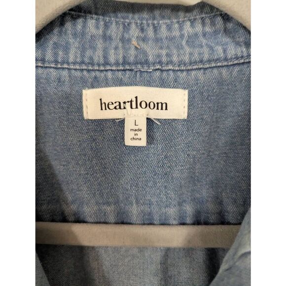 Heartloom Sarah Denim Sleeveless Button Up Shirt women's Large‎ chambray - Picture 3 of 6